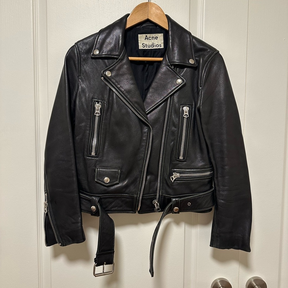 Acne Mock Leather Jacket, black